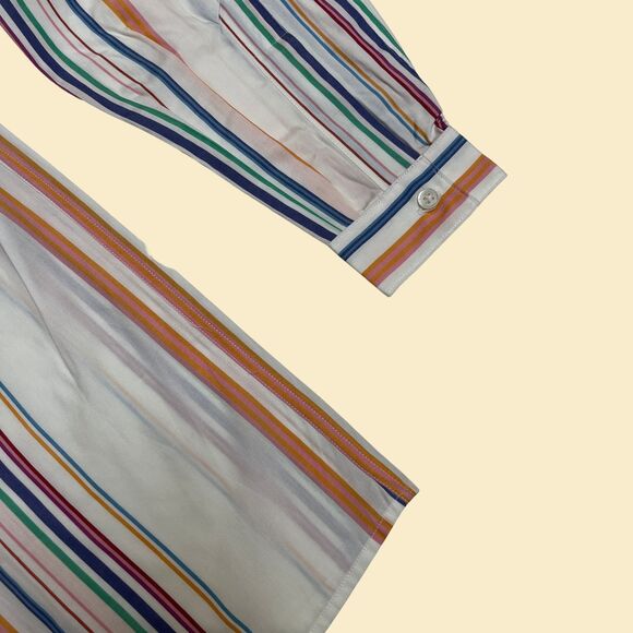 1980s Alexander Julian size 4 womens blouse, vintage striped 1980s button down - Picture 4 of 10